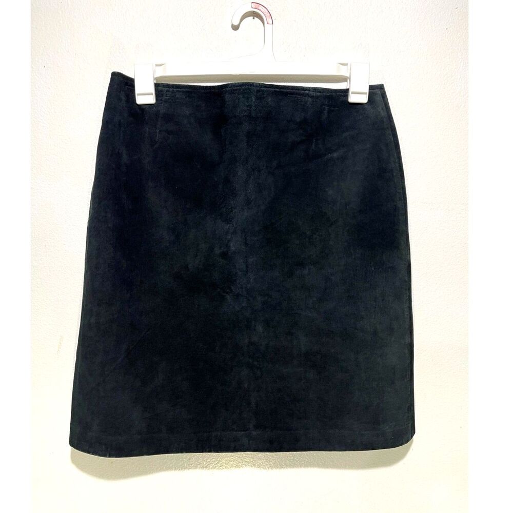 Mossimo leader black suede skirt open front pocket winter preppy casual women 12